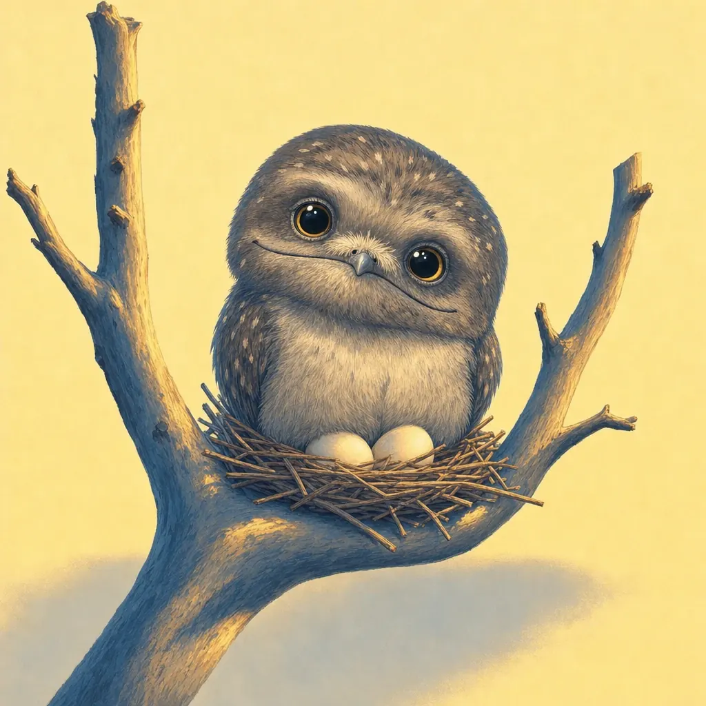 Beryl on her nest, with two eggs